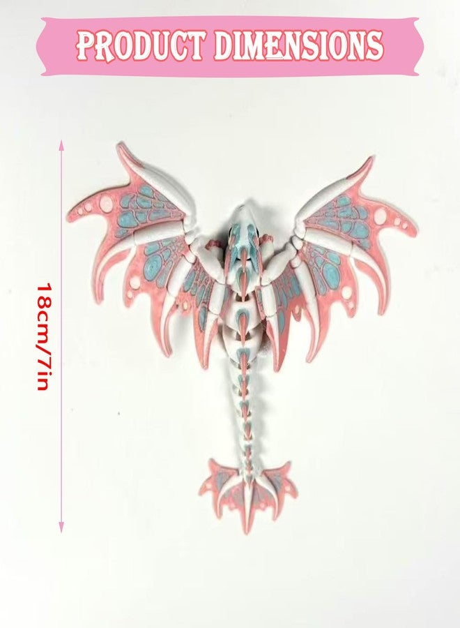 Kizcmvre 3D Printed Dragon with Wings - Articulated 7 Inch Pink Flying 3D Printed Dragon Toy,3D Printed Animal Fidget Toy for Creative Desk Pet Decor Fun Gift.(Pink) - Image 2